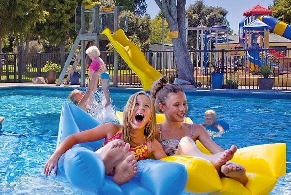 The pool and playground at Motueka TOP 10 is a drawcard for families looking for summer fun and relaxation.